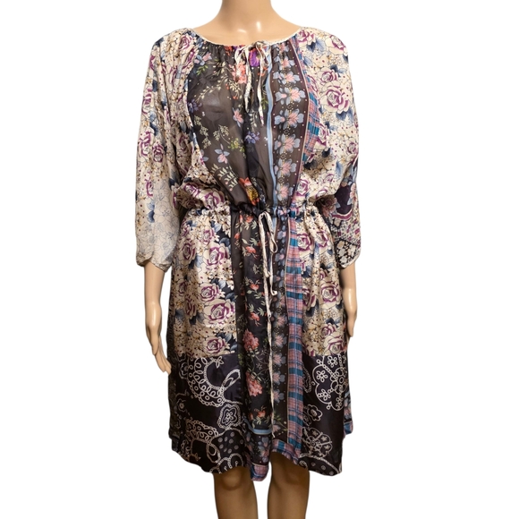 Johnny Was Dresses & Skirts - Johnny Was Sheer Silk Multi Pattern Dress Size L